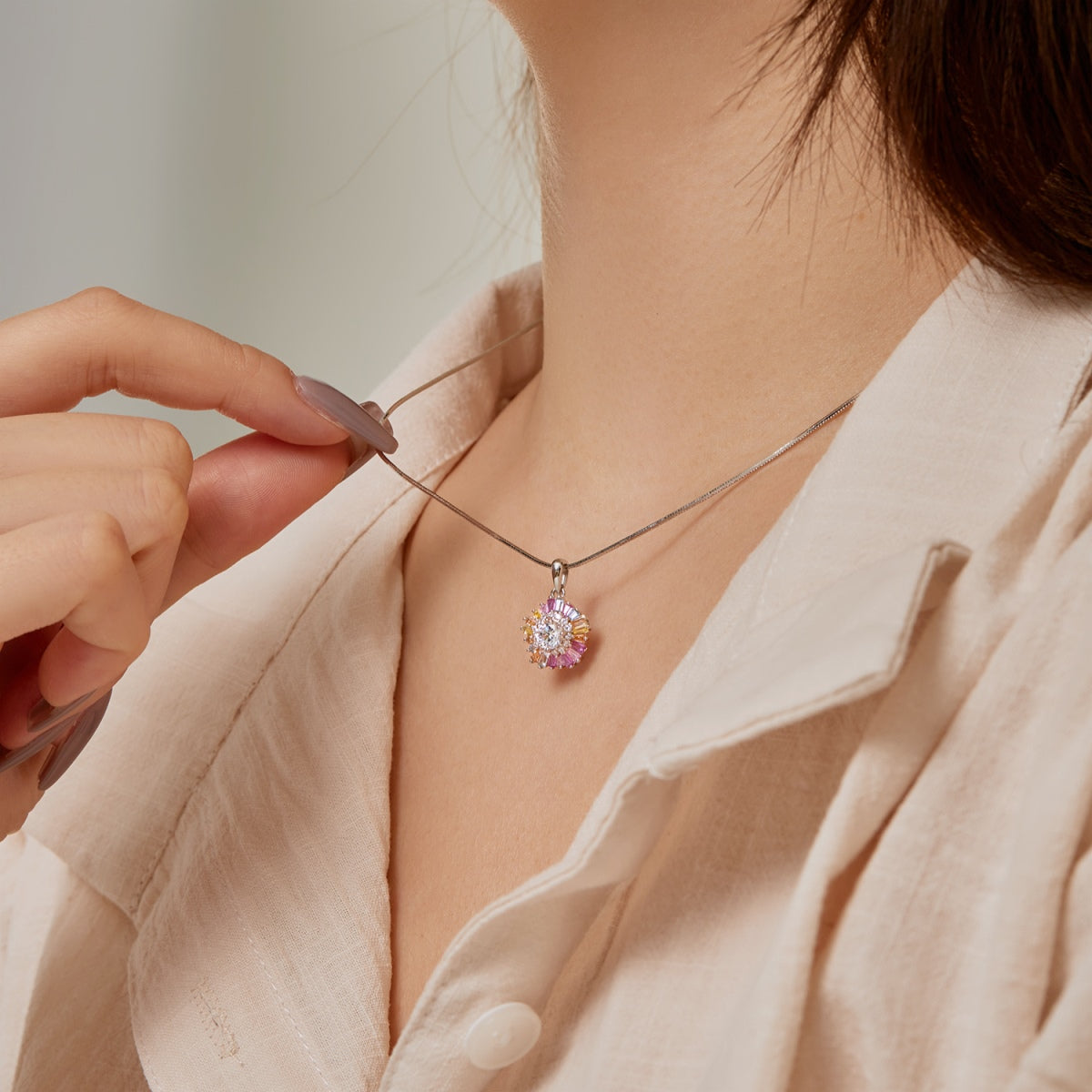 [Max Jewelry ]Charming Flower Colorful Necklace