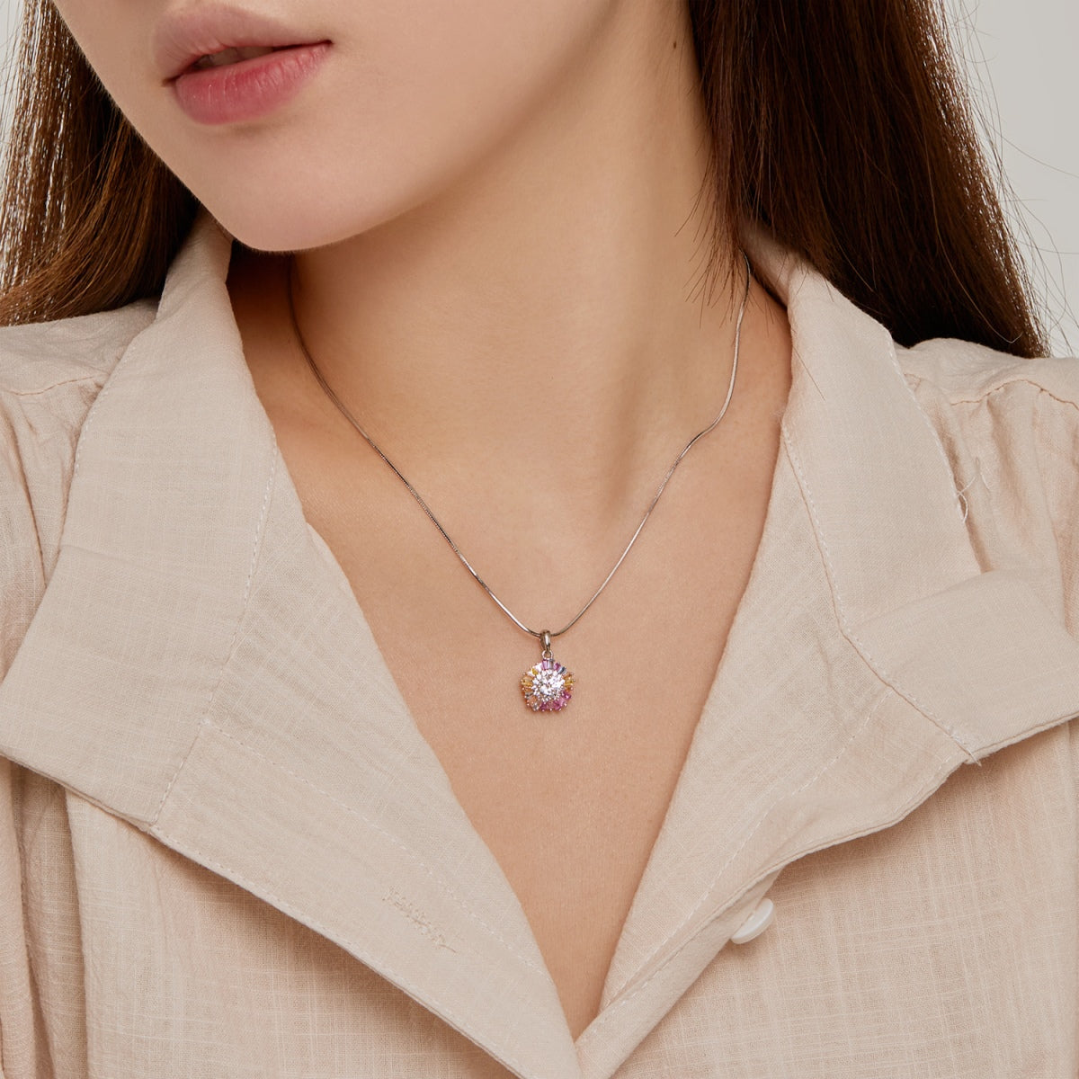 [Max Jewelry ]Charming Flower Colorful Necklace