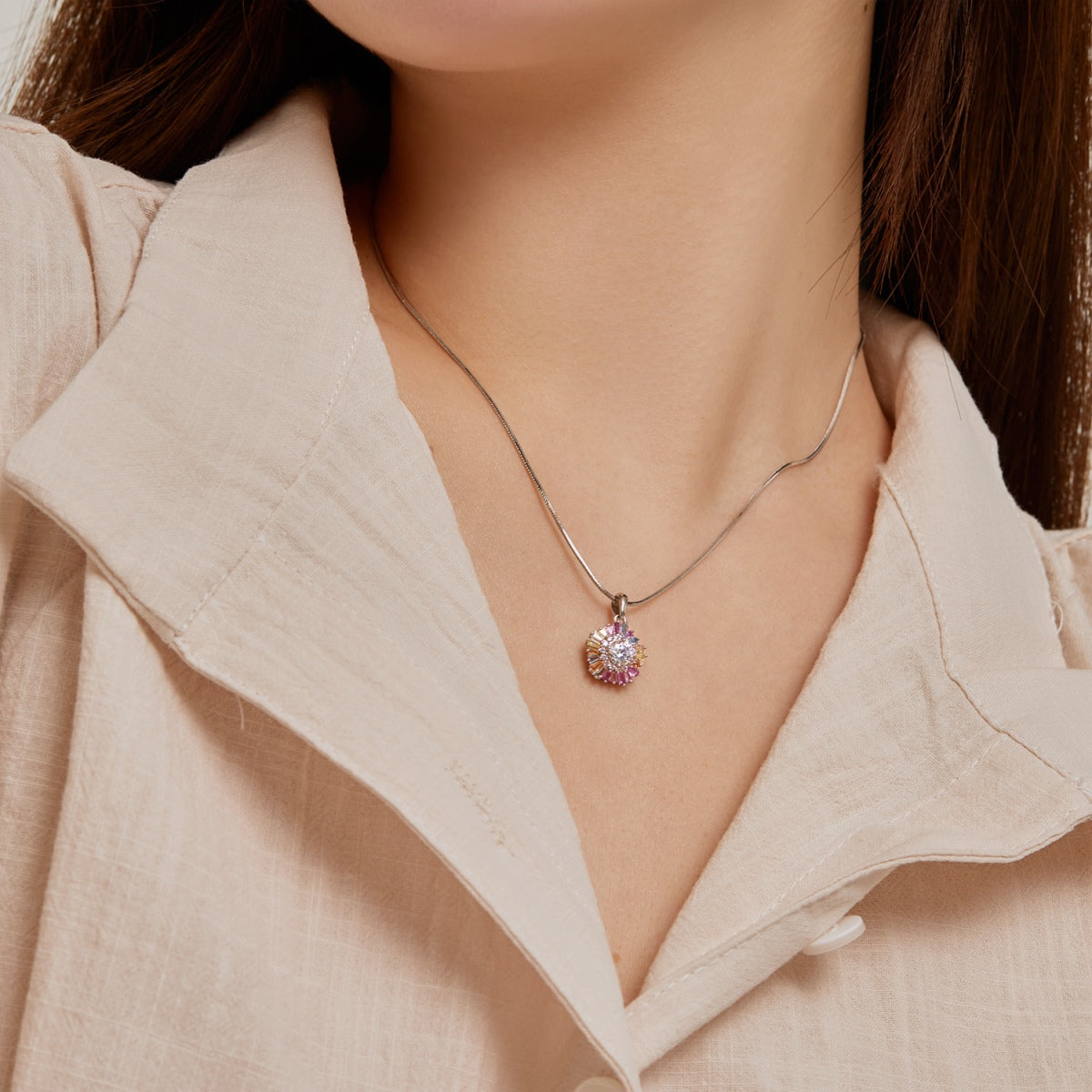 [Max Jewelry ]Charming Flower Colorful Necklace