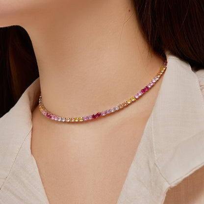 [Max Jewelry ]Delicate Colorful Tennis Necklace