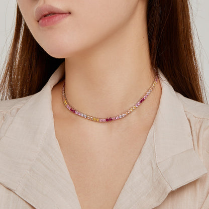 [Max Jewelry ]Delicate Colorful Tennis Necklace