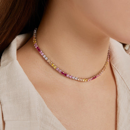 [Max Jewelry ]Delicate Colorful Tennis Necklace