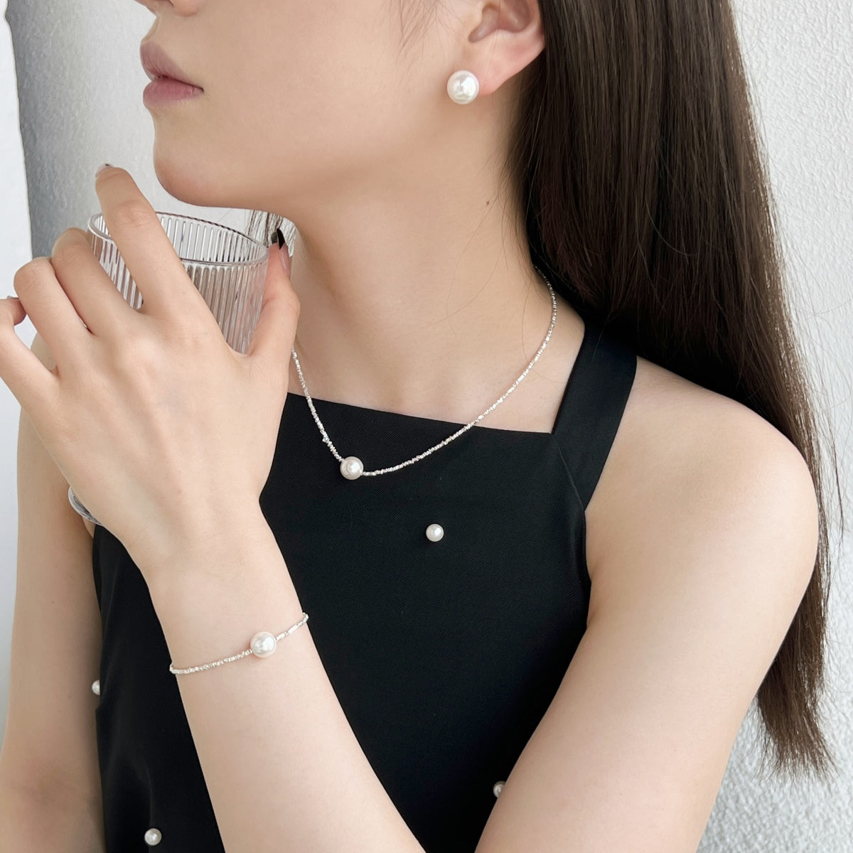 [Max Jewelry ]Delicate Pearl Earrings