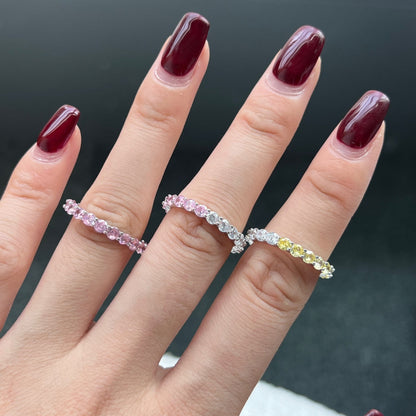 [Max Jewelry ]Sparkling Round Cut Tennis Ring