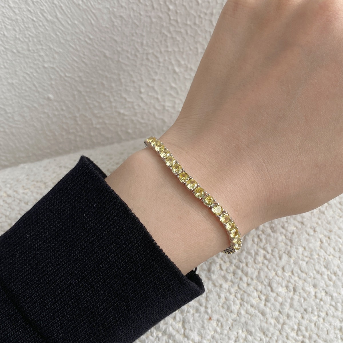 [Max Jewelry ]Ornate Dazzling Round Cut Tennis Bracelet