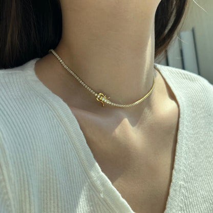 [Max Jewelry ]Delicate Round Shape Tennis Necklace