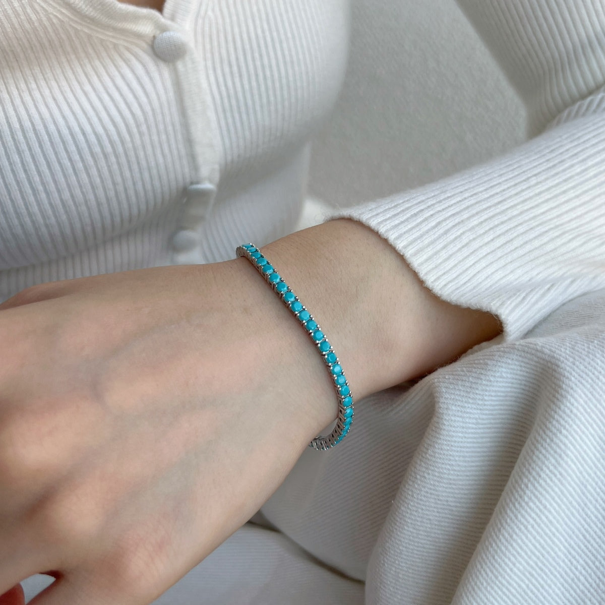 [Max Jewelry ]Dainty Charming Round Cut Tennis Bracelet