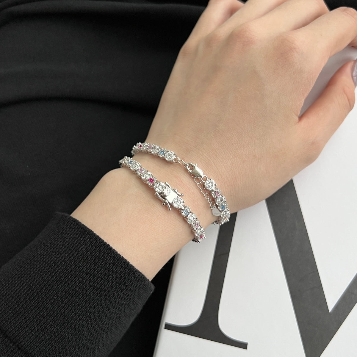 [Max Jewelry ]Dazzling Radiant Multi Cut Daily Bracelet