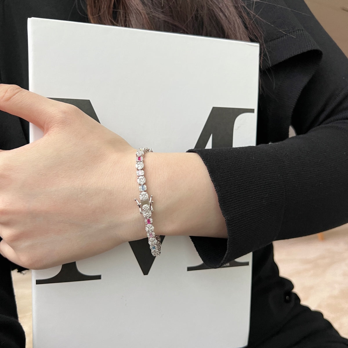 [Max Jewelry ]Dazzling Radiant Multi Cut Daily Bracelet