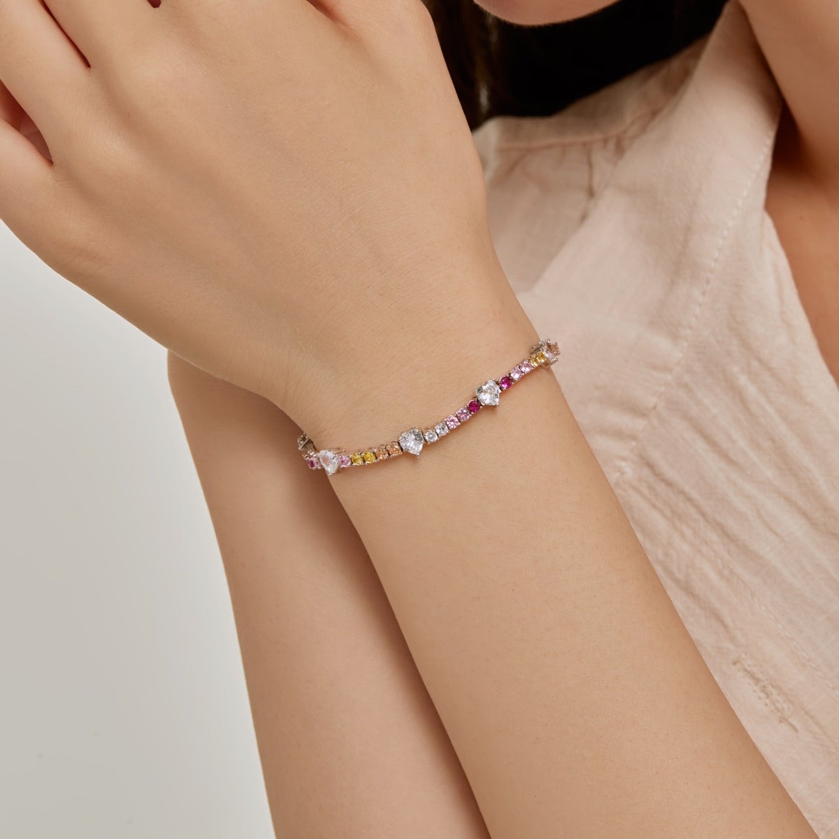 [Max Jewelry ]Romantic Heart Shape Round Cut Lover Bracelet