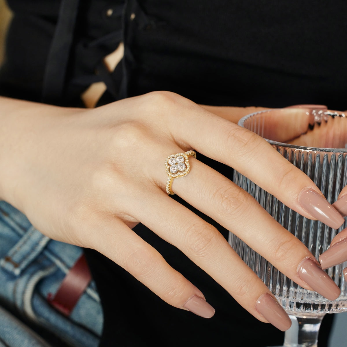 [Max Jewelry ]Four Leaf Clover Flower Design Ring