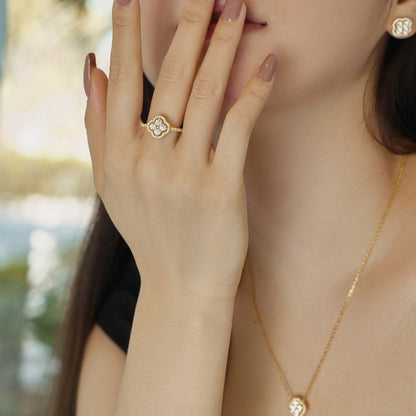 [Max Jewelry ]Four Leaf Clover Flower Design Ring