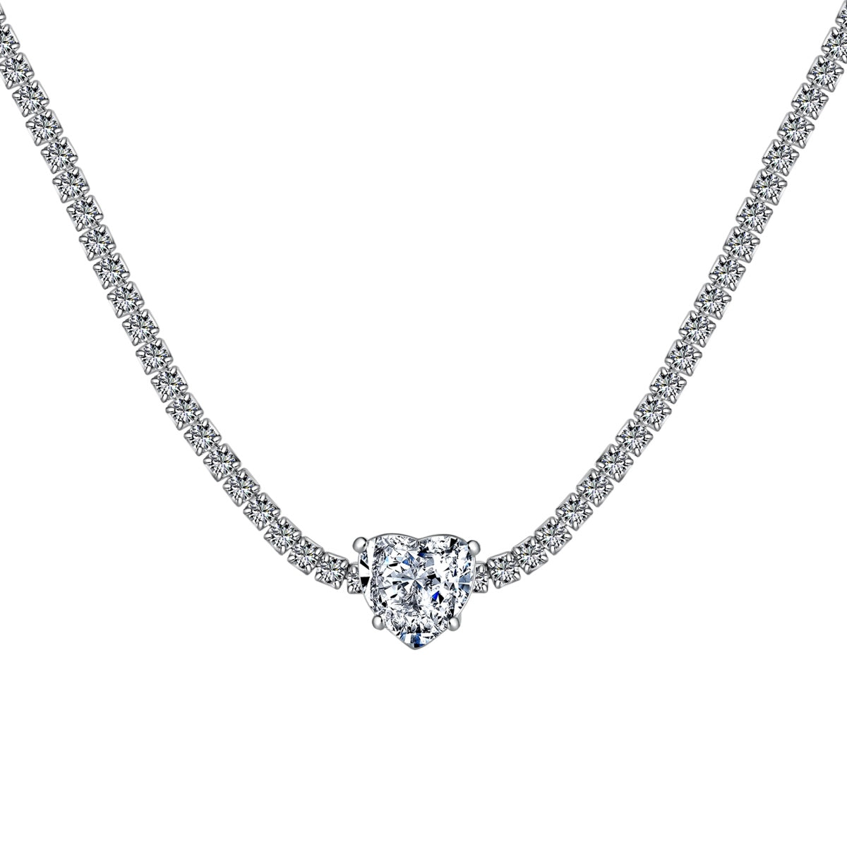[Max Jewelry ]2.0 Carat Sparkling Tennis Heart Cut Necklace