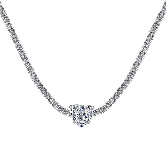 [Max Jewelry ]2.0 Carat Sparkling Tennis Heart Cut Necklace