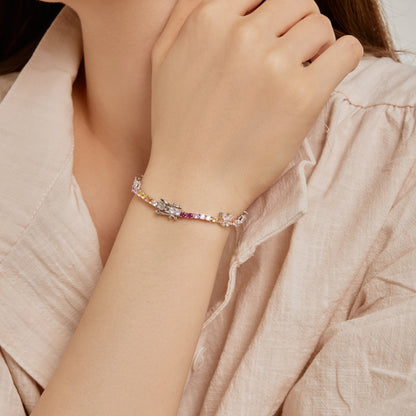 [Max Jewelry ]Ornate Colorful Butterfly Shape Round Cut Daily Bracelet