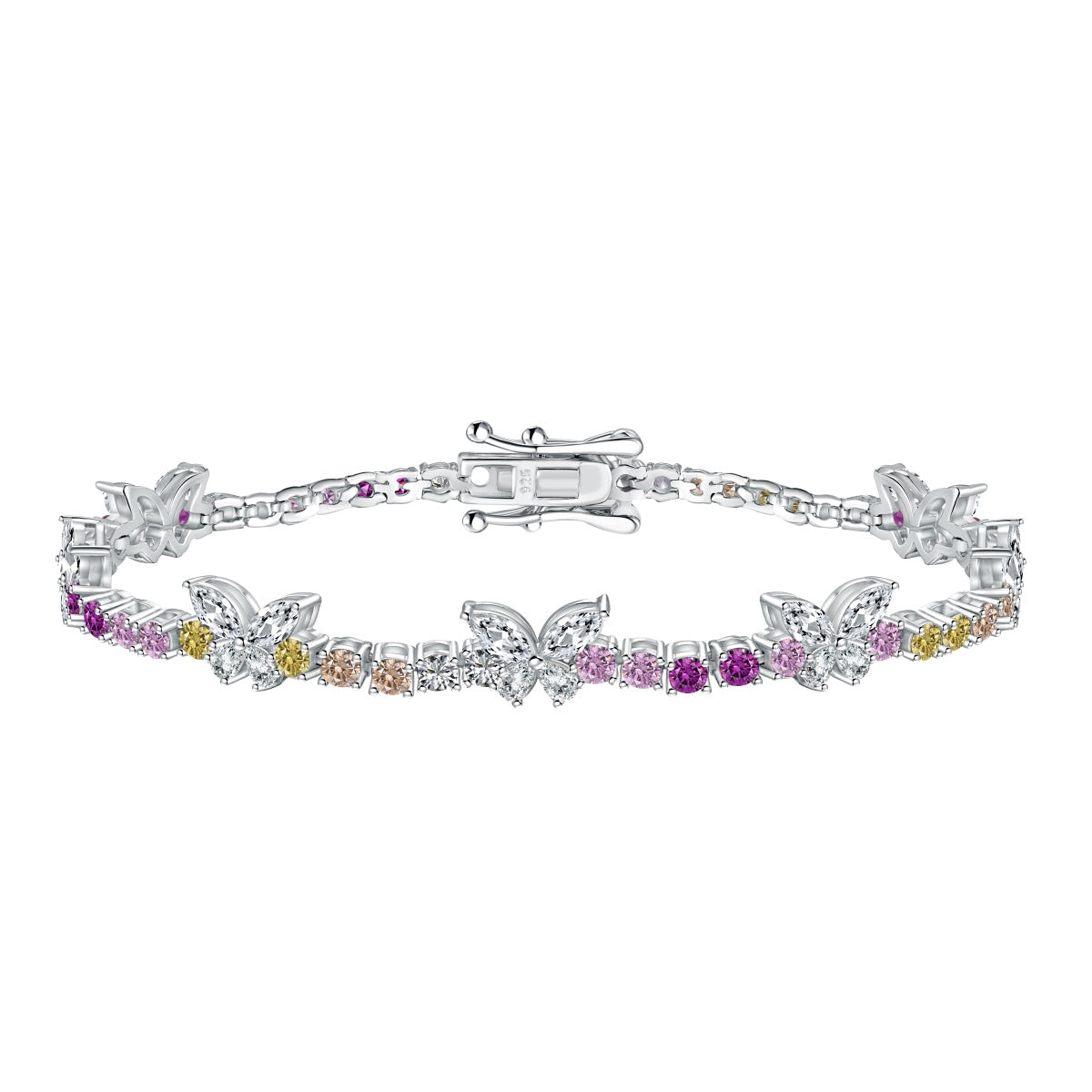 [Max Jewelry ]Ornate Colorful Butterfly Shape Round Cut Daily Bracelet