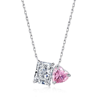 [Max Jewelry ]Dazzling Square & Heart Shape Necklace
