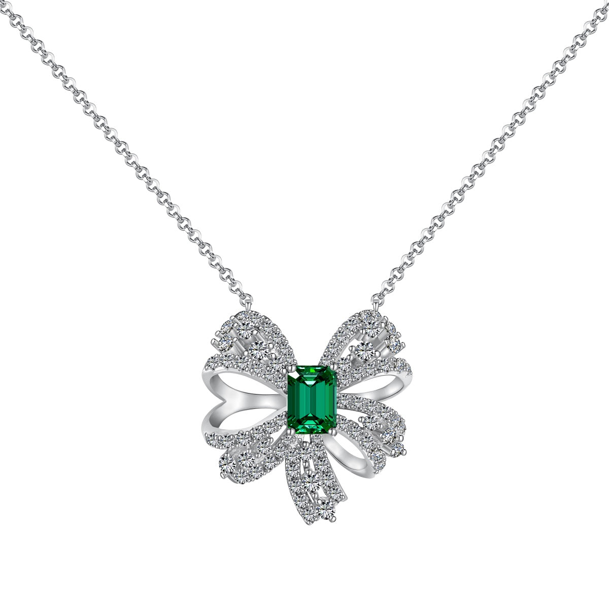 [Max Jewelry ]Luxurious Flower Shape Emerald Cut Necklace