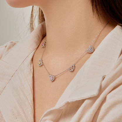 [Max Jewelry ]Sparkling Five Heart Necklace
