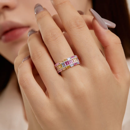 [Max Jewelry ]Dazzling Colorful Radiant Cut Party Ring