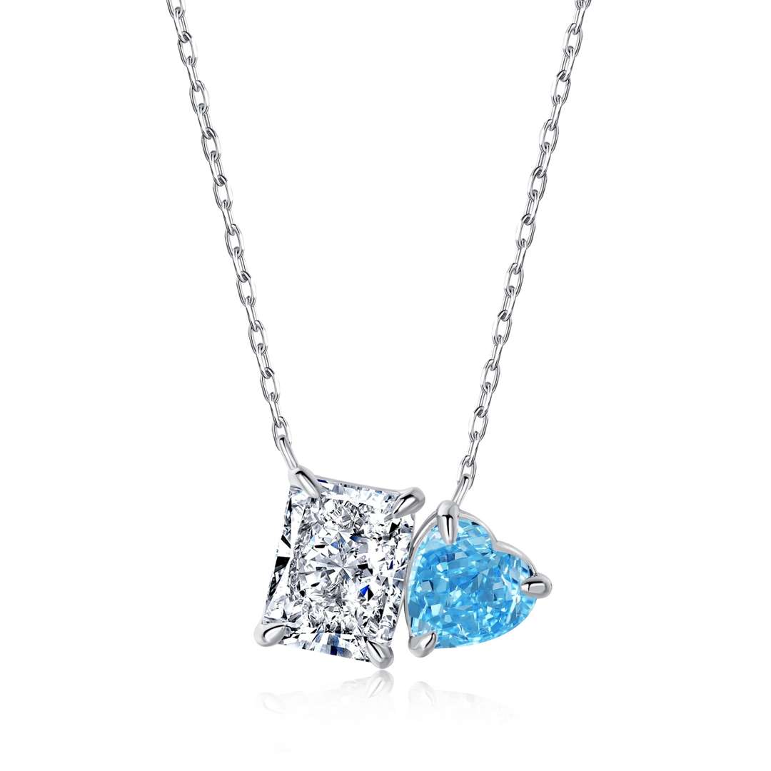 [Max Jewelry ]Dazzling Square & Heart Shape Necklace