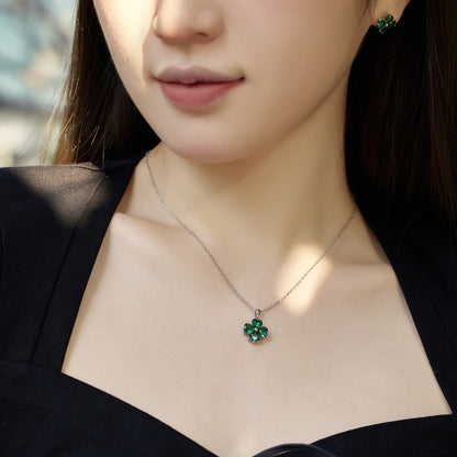 [Max Jewelry ]Heart-Shaped Four-Leaf Clover Bead Necklace