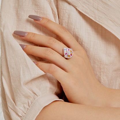 [Max Jewelry ]Elegant Colorful Water Drop Shape Banquet Ring