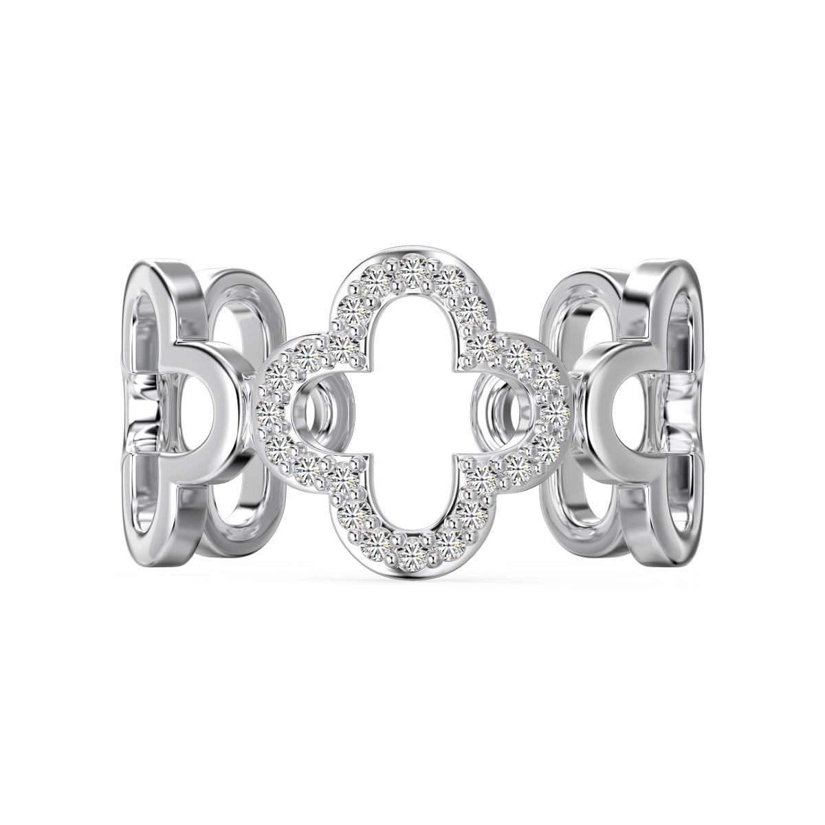 [Max Jewelry ]Hollow Design Four-Leaf Clover Flower Shape Ring