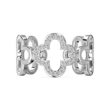 [Max Jewelry ]Hollow Design Four-Leaf Clover Flower Shape Ring