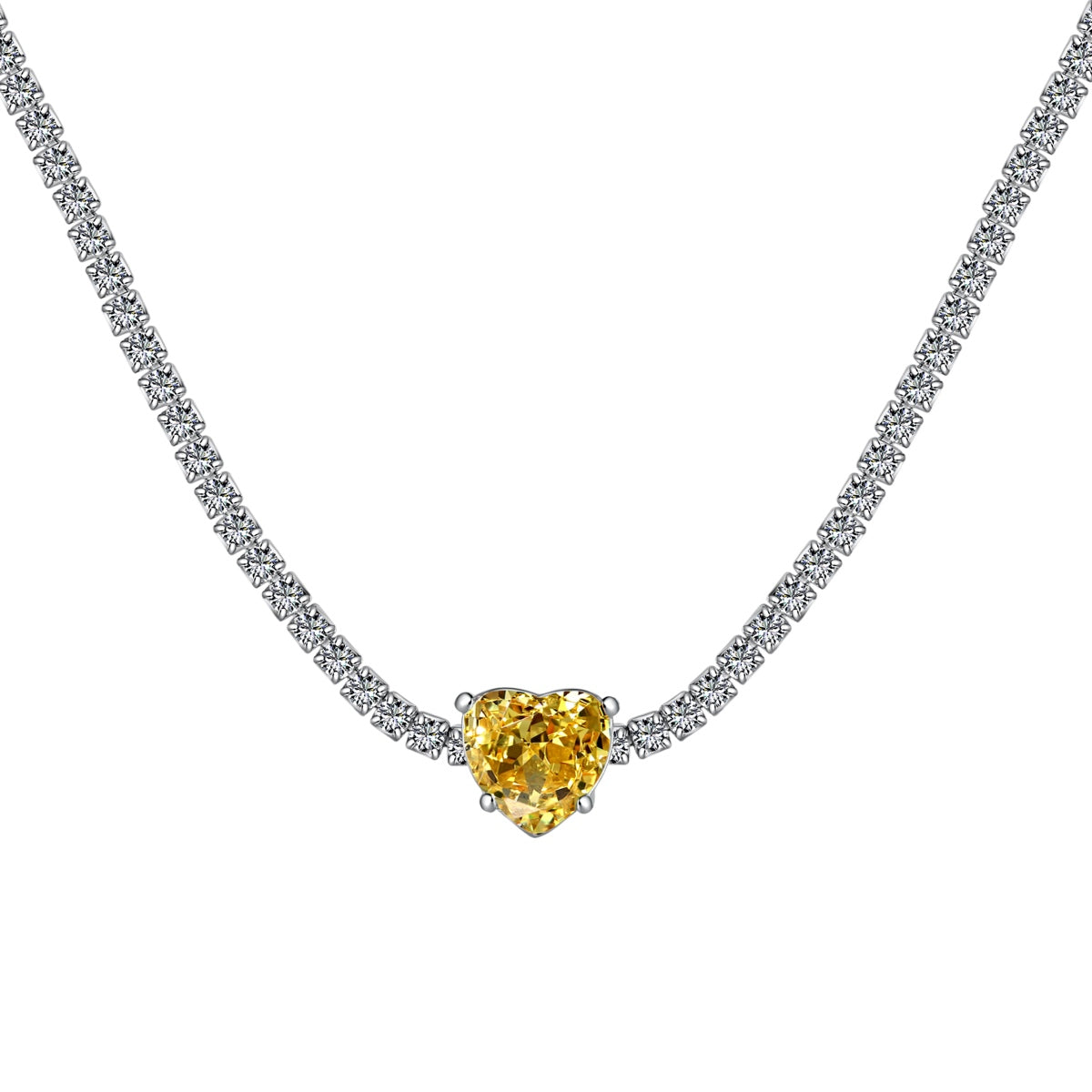 [Max Jewelry ]2.0 Carat Sparkling Tennis Heart Cut Necklace