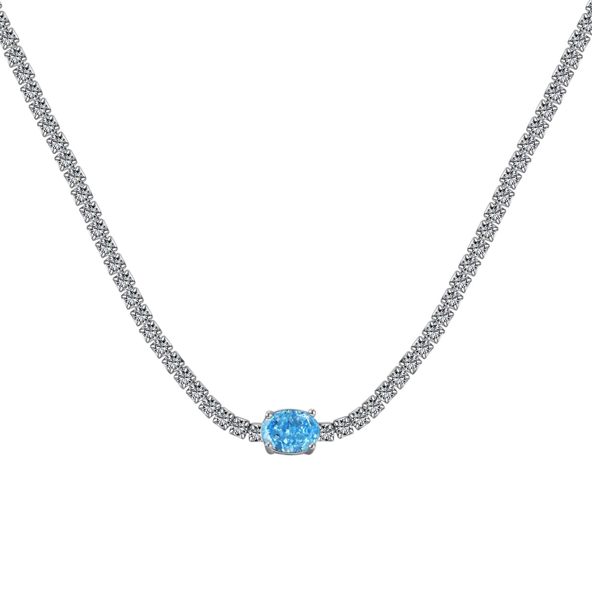 [Max Jewelry ]1.0 Carat Shining Oval Cut Necklace