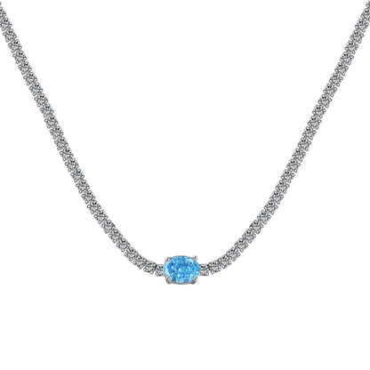 [Max Jewelry ]1.0 Carat Shining Oval Cut Necklace
