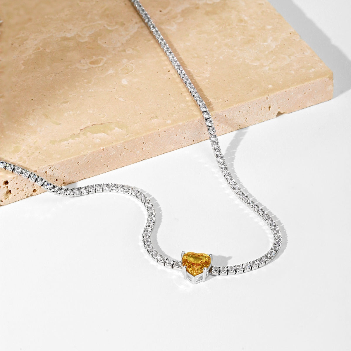 [Max Jewelry ]2.0 Carat Sparkling Tennis Heart Cut Necklace