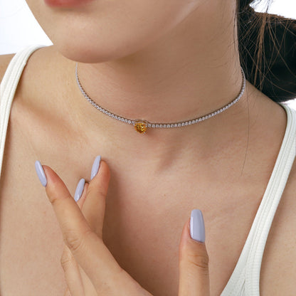 [Max Jewelry ]2.0 Carat Sparkling Tennis Heart Cut Necklace