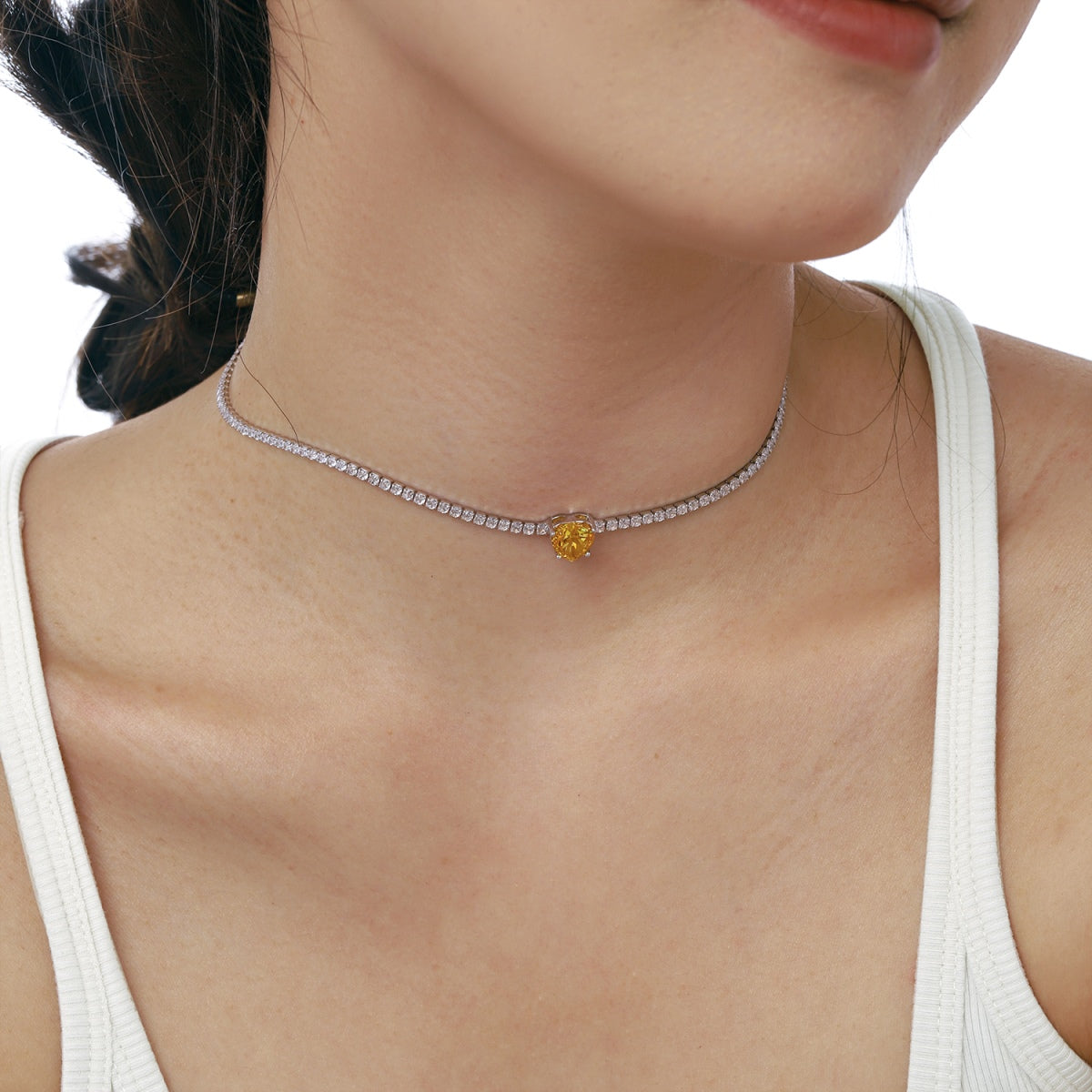 [Max Jewelry ]2.0 Carat Sparkling Tennis Heart Cut Necklace