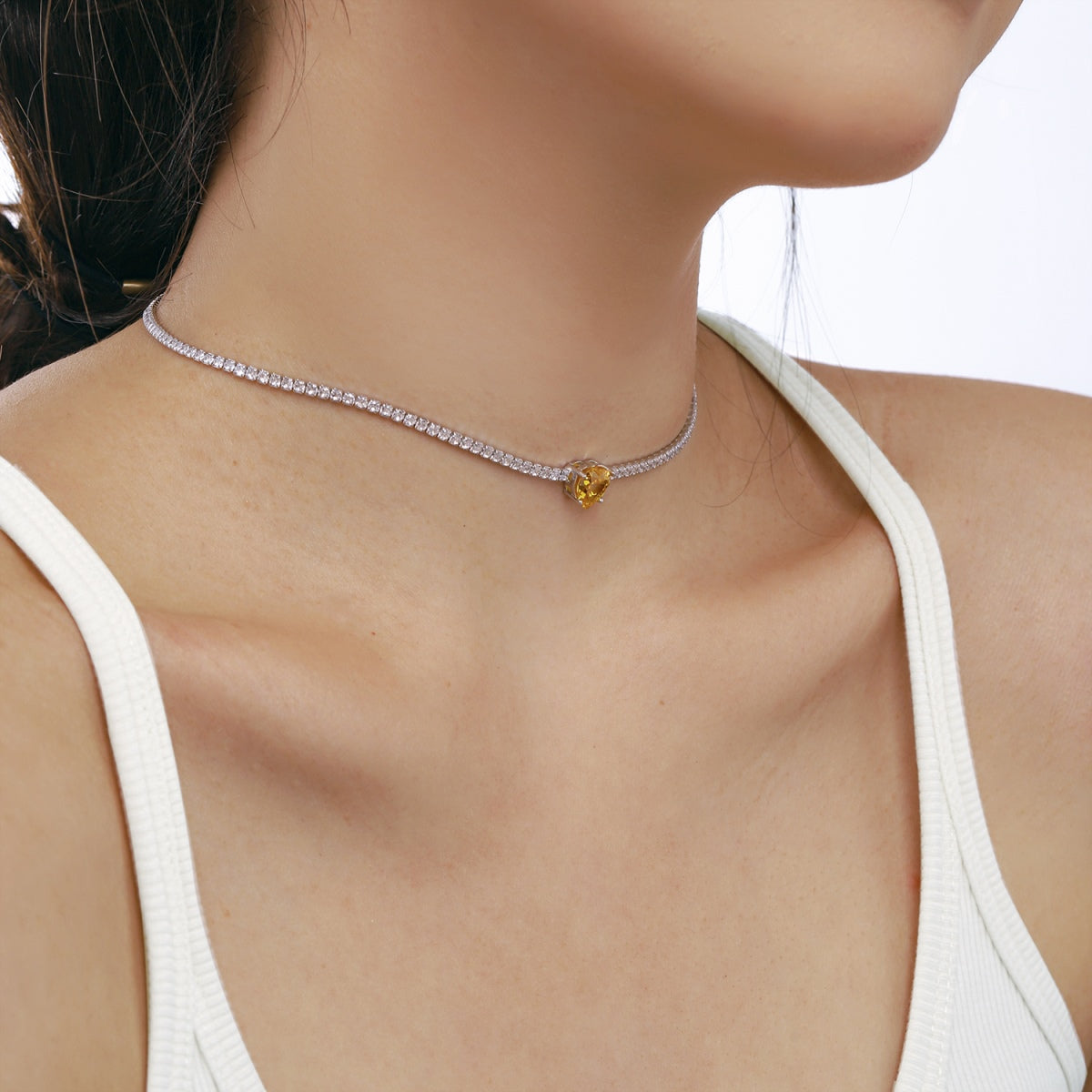 [Max Jewelry ]2.0 Carat Sparkling Tennis Heart Cut Necklace