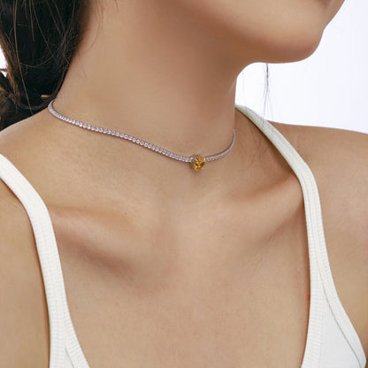 [Max Jewelry ]2.0 Carat Sparkling Tennis Heart Cut Necklace