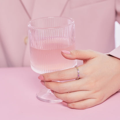 [Max Jewelry ]Sparkling Colorful Round Cut Tennis Ring