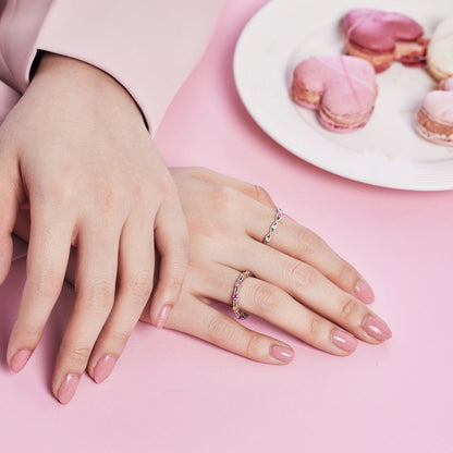 [Max Jewelry ]Sparkling Colorful Round Cut Tennis Ring