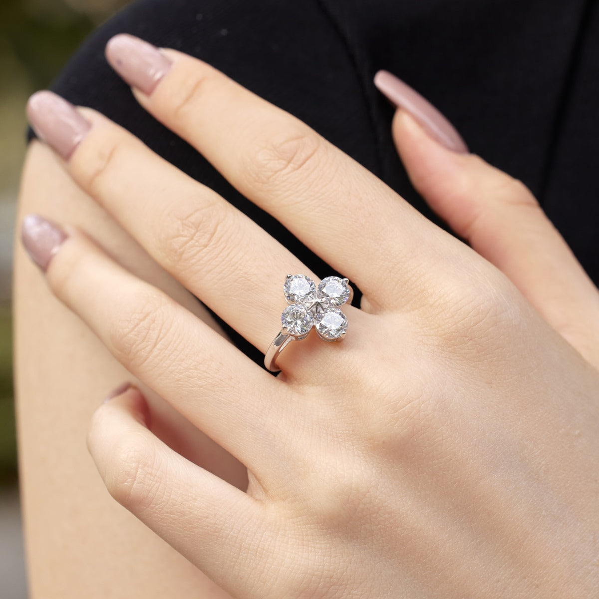 [Max Jewelry ]Four-Leaf Clover Eight-Pointed Star Ring