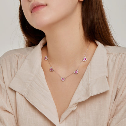 [Max Jewelry ]Sparkling Five Heart Necklace