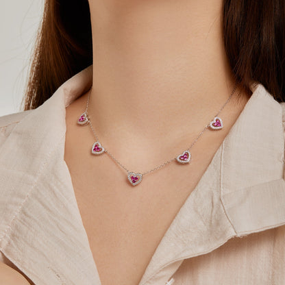 [Max Jewelry ]Sparkling Five Heart Necklace