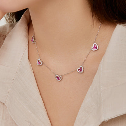 [Max Jewelry ]Sparkling Five Heart Necklace