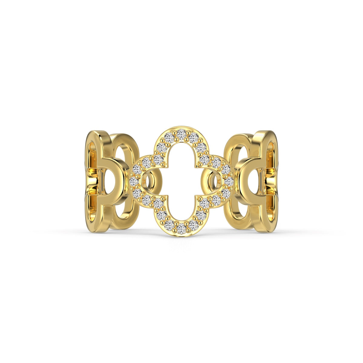[Max Jewelry ]Hollow Design Four-Leaf Clover Flower Shape Ring