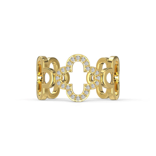 [Max Jewelry ]Hollow Design Four-Leaf Clover Flower Shape Ring