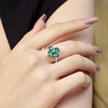 [Max Jewelry ]Four-Leaf Clover Eight-Pointed Star Ring