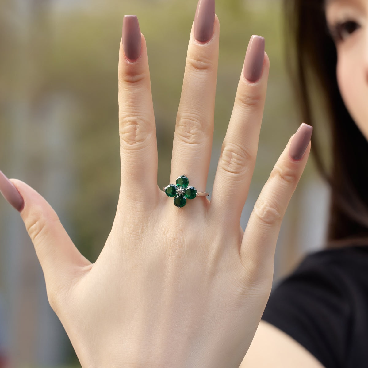 [Max Jewelry ]Four-Leaf Clover Eight-Pointed Star Ring