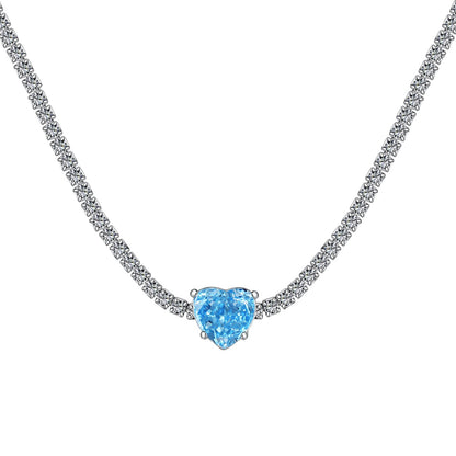 [Max Jewelry ]2.0 Carat Sparkling Tennis Heart Cut Necklace