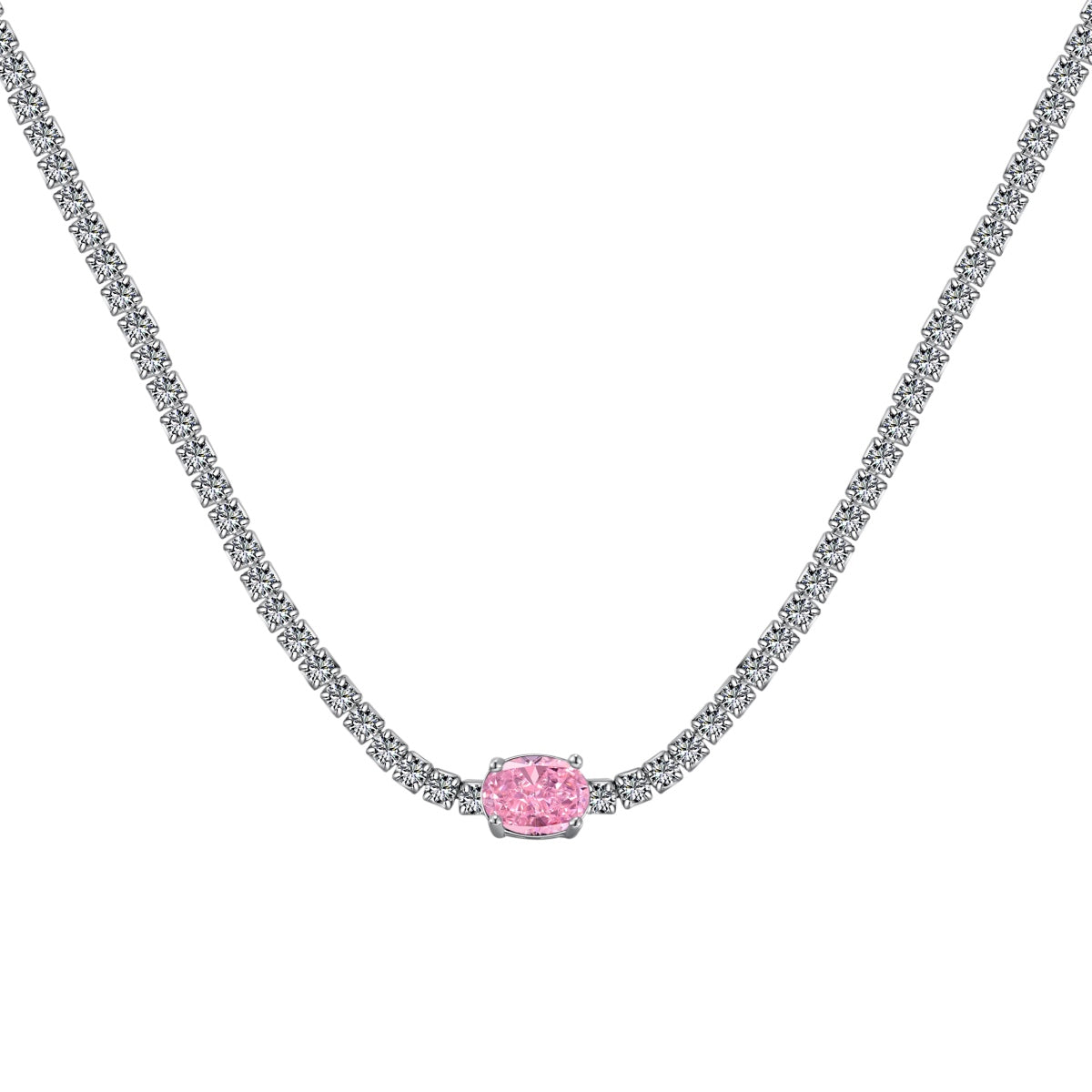 [Max Jewelry ]1.0 Carat Shining Oval Cut Necklace