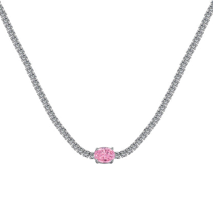 [Max Jewelry ]1.0 Carat Shining Oval Cut Necklace